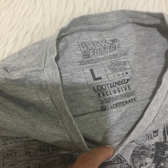 Back to the future sketchy gray distressed t shirt top - Picture 4 of 5